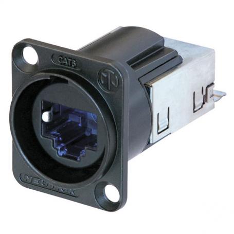 Neutrik Ethercon CAT-6 D-size Conector de panel en forma de D CAT6 con carcasa cromada negra - Imagen 1