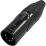 DAP XLR 5P X-type - male Black end cap - black housing Tapa negra - carcasa negra