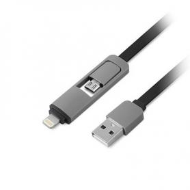 CABLE USB(A) A LIGHTNING/MICROUSB 1LIFE 1M NEGRO - Imagen 1