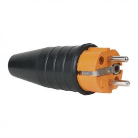 PCE Rubber Schuko 230V/240V CEE7/VII Connector Male Naranja - Imagen 1