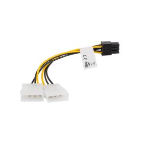 CABLE LANBERG ALIMENTACION MOLEX 2X MACHO A HEMBRA BTX 6 PIN PSU 15 CM - Imagen 1