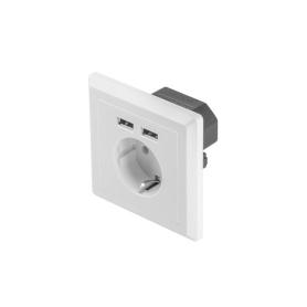 ROSETA PARED LANBERG 230V SCHUKO 16A 2X USB 2.1 A BLANCO - Imagen 1