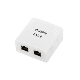 ROSETA LANBERG DE SUPERFICIE CAT.6 FTP 2X TOMA RJ45 BLANCO - Imagen 1