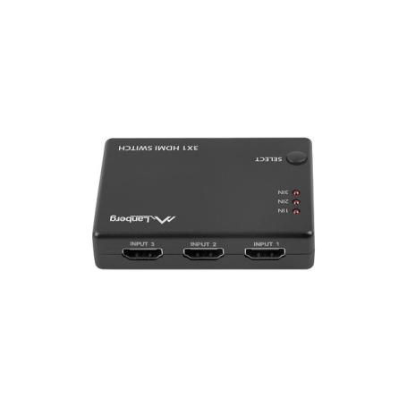 SWITCH VIDEO LANBERG 3 X HDMI + MICRO USB NEGRO CONTROL REMOTO - Imagen 1