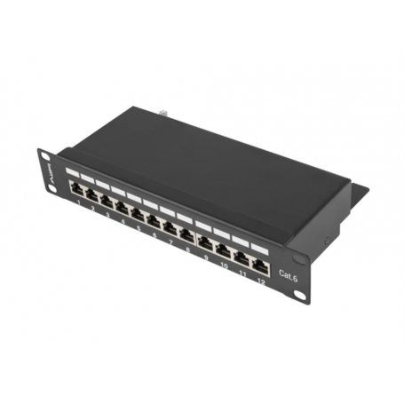 PATCH PANEL LANBERG 12 PUERTOS 1U 10" CAT.6 BLINDADO NEGRO