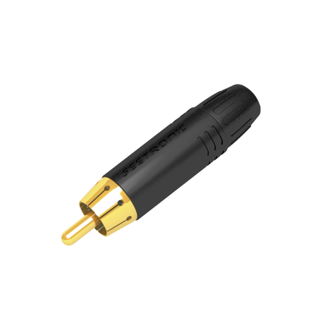 Seetronic RCA Connector - Male - Black Housing Contactos chapados en oro - tapa negra