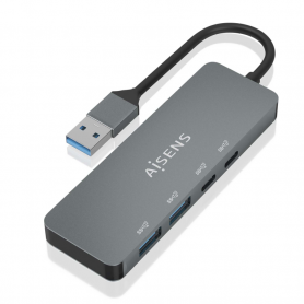 HUB AISENS USB 3.2 GEN2 10G A/M-2xTIPO C/H-2xUSB-A/H 15CM GRIS